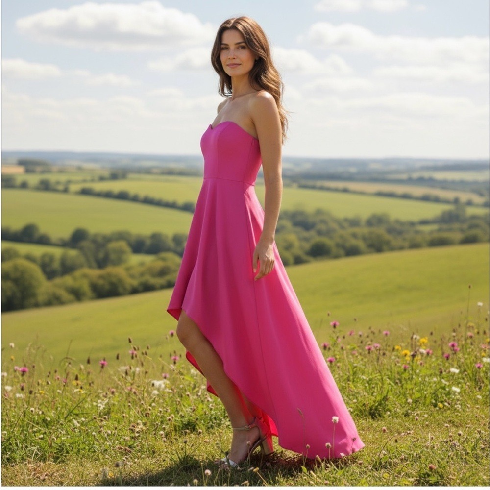 LIKELY High Low Maxi Strapless‎ Sweetheart Neckline Lovelle Dress Gown, Pink, 8
